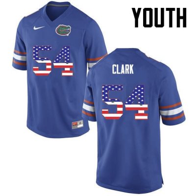 Youth Florida Gators #54 Khairi Clark NCAA Nike Blue USA Flag Fashion Authentic Stitched College Football Jersey FDZ2862BQ